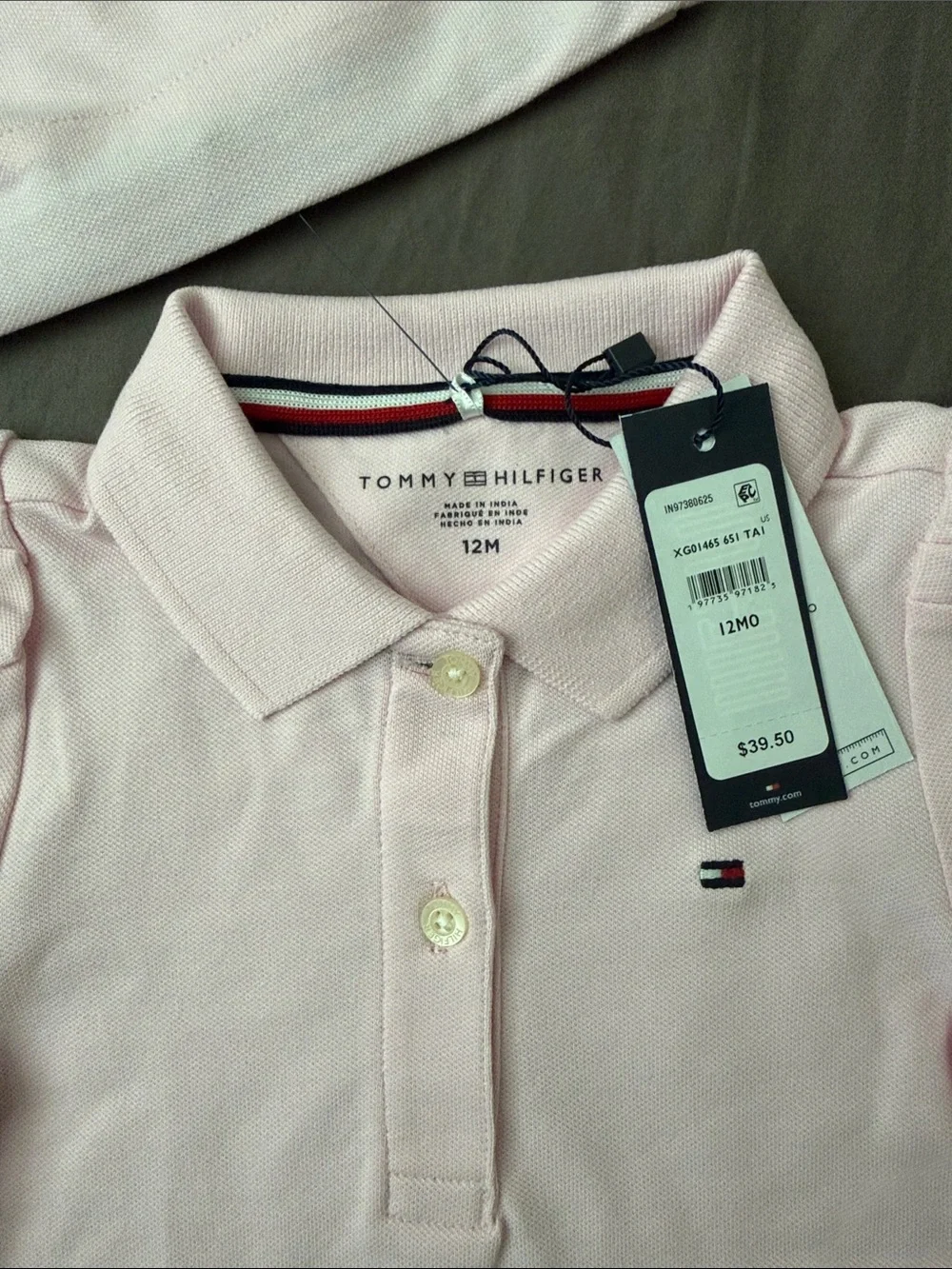 Tommy Hilfiger My First Polo Baby Bodysuit 12M Pink NWT